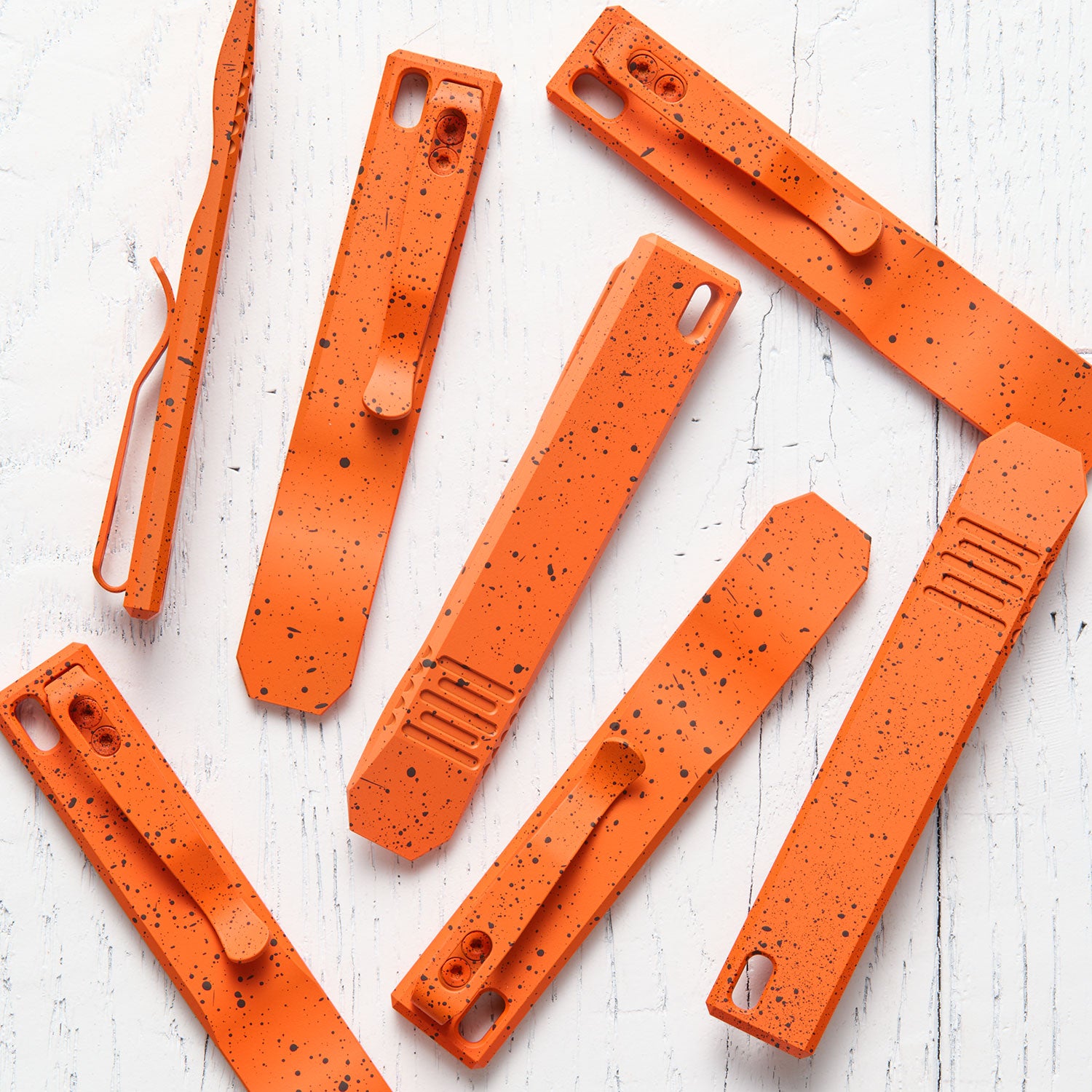 Dirty Deeds Pry Bar - Ti - Hi Viz Orange / Black Splatter Cerakote