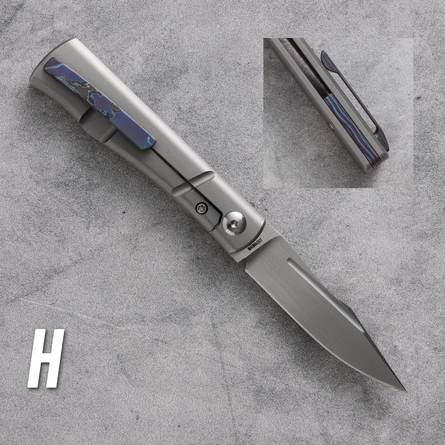 Kingpin Front Flipper - Hand Satin Blade / Zircuti Hardware