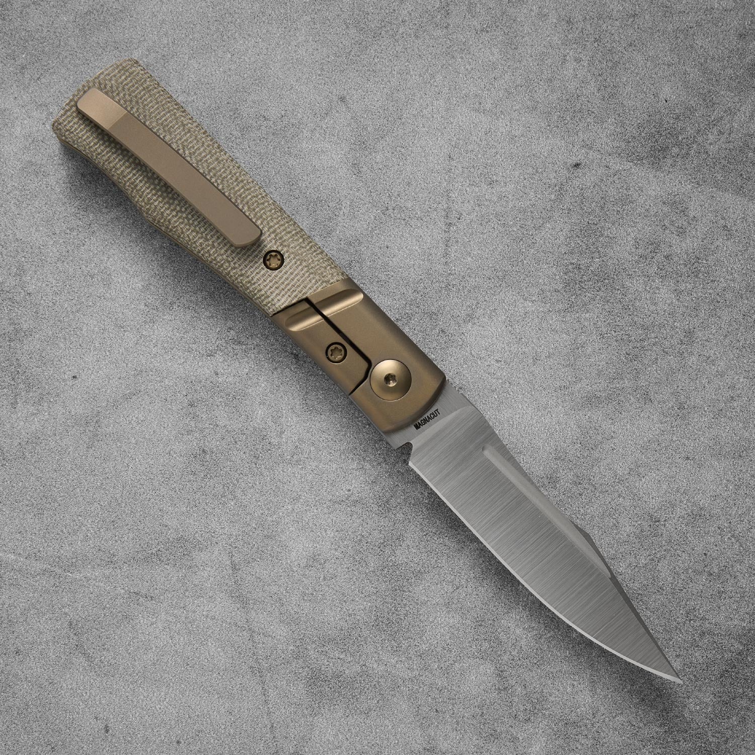 Kingpin Front Flipper Bolster Lock - OD Canvas + Bronze Ano