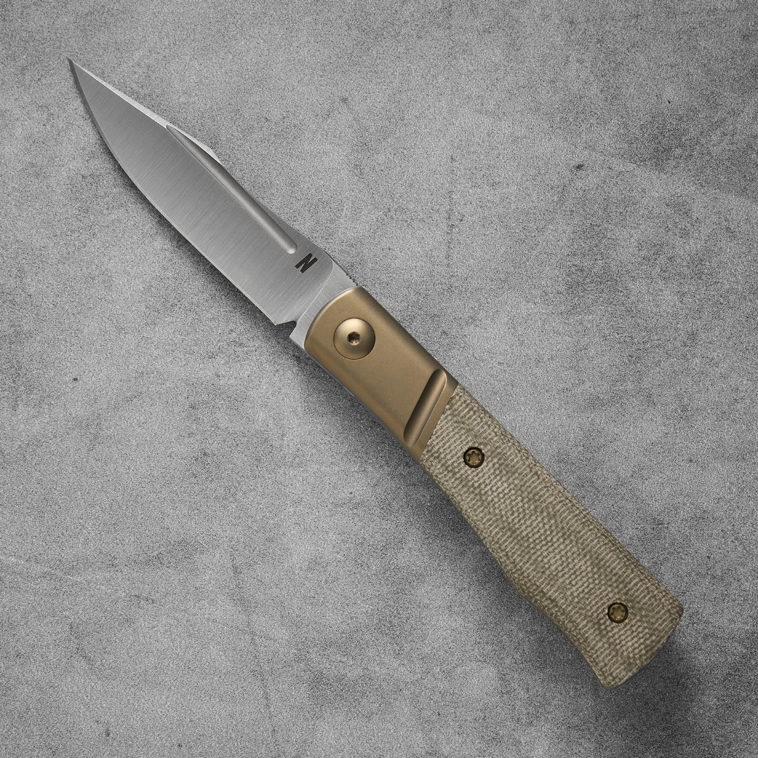 Kingpin Front Flipper Bolster Lock - OD Canvas + Bronze Ano