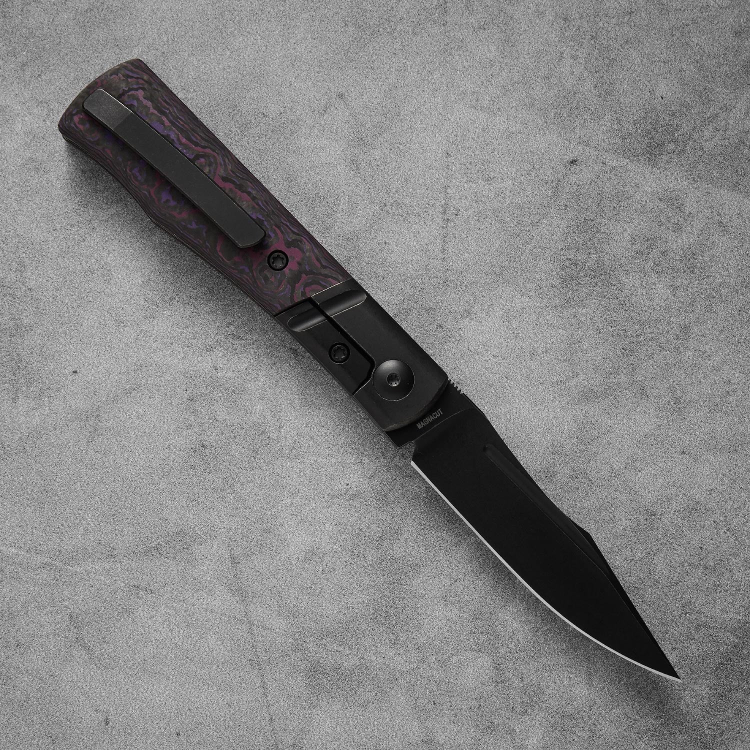 Kingpin Front Flipper Bolster Lock - Purple Haze Fat Carbon / Black PVD