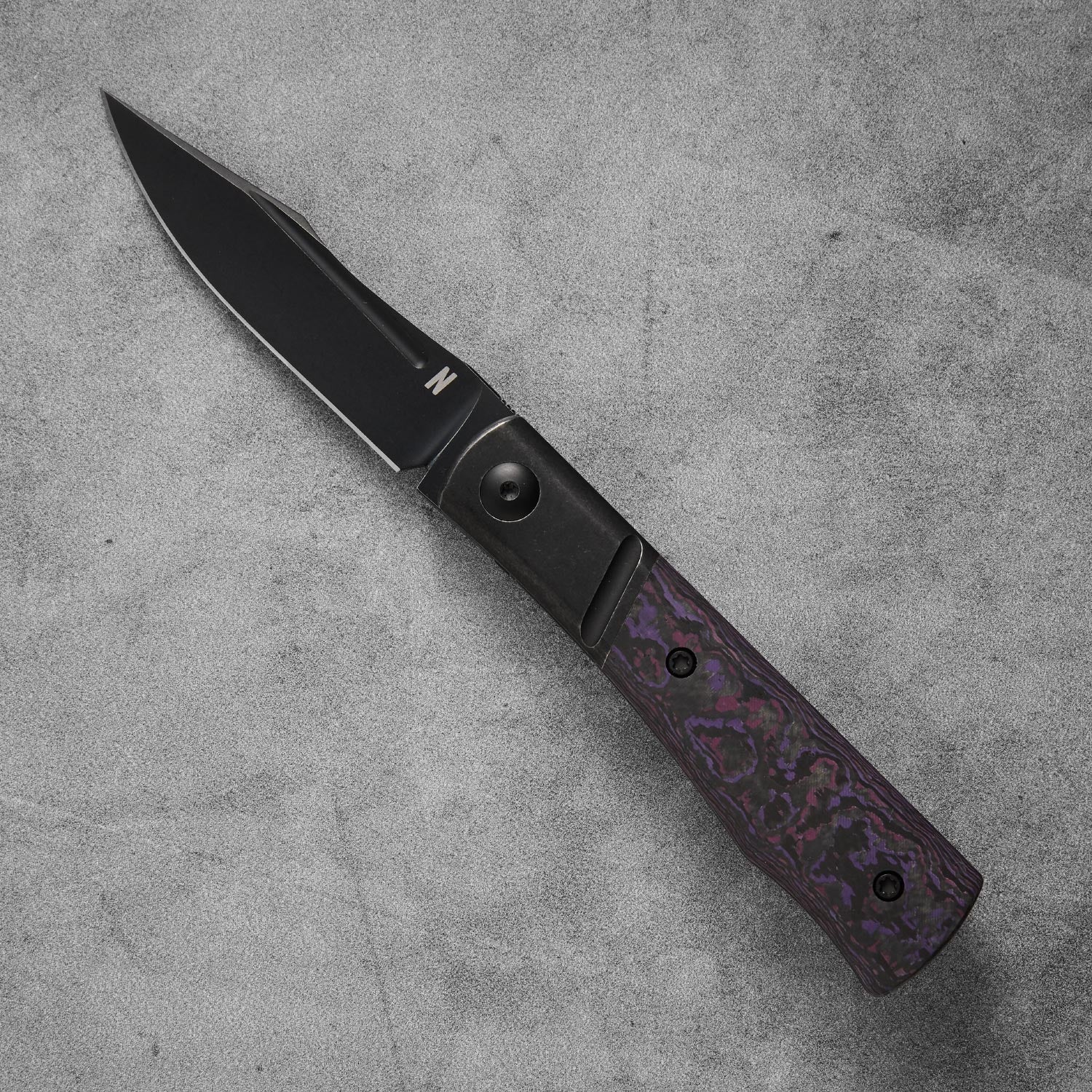 Kingpin Front Flipper Bolster Lock - Purple Haze Fat Carbon / Black PVD