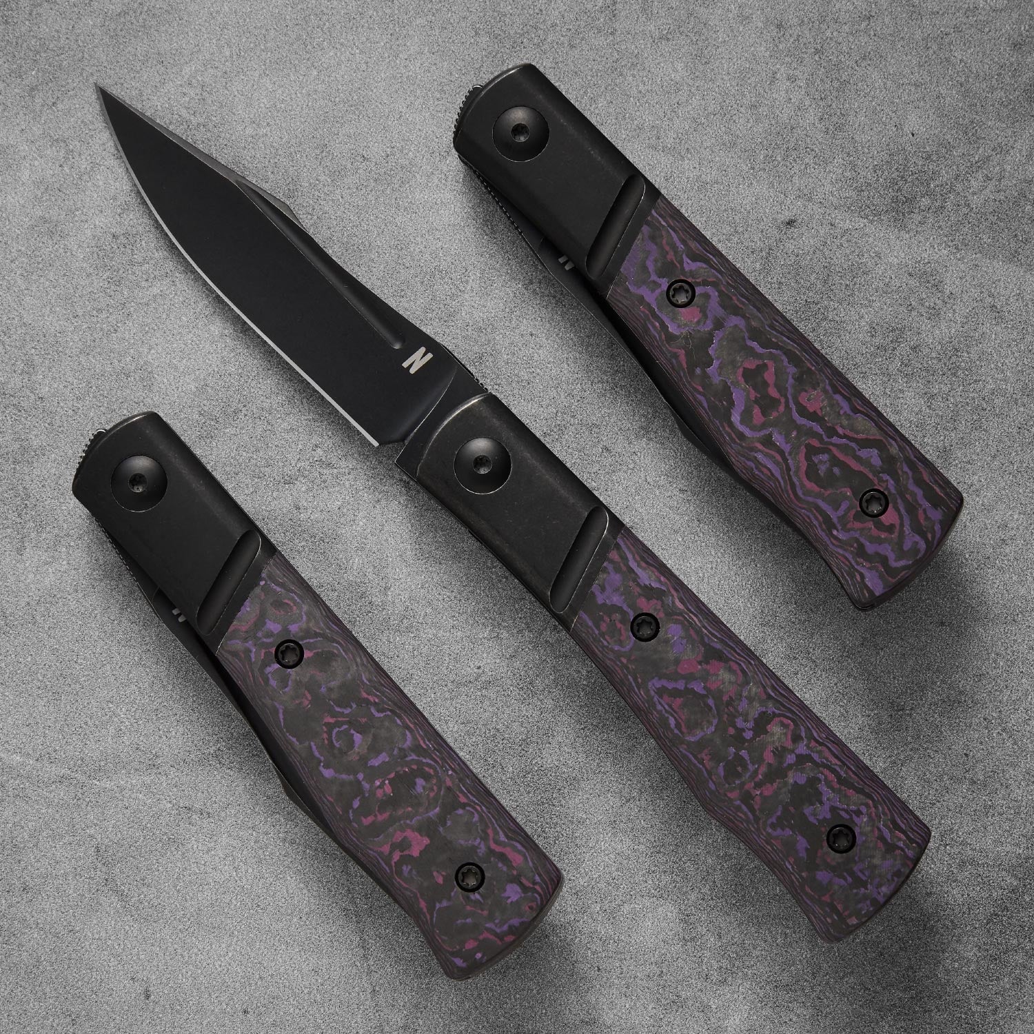 Kingpin Front Flipper Bolster Lock - Purple Haze Fat Carbon / Black PVD