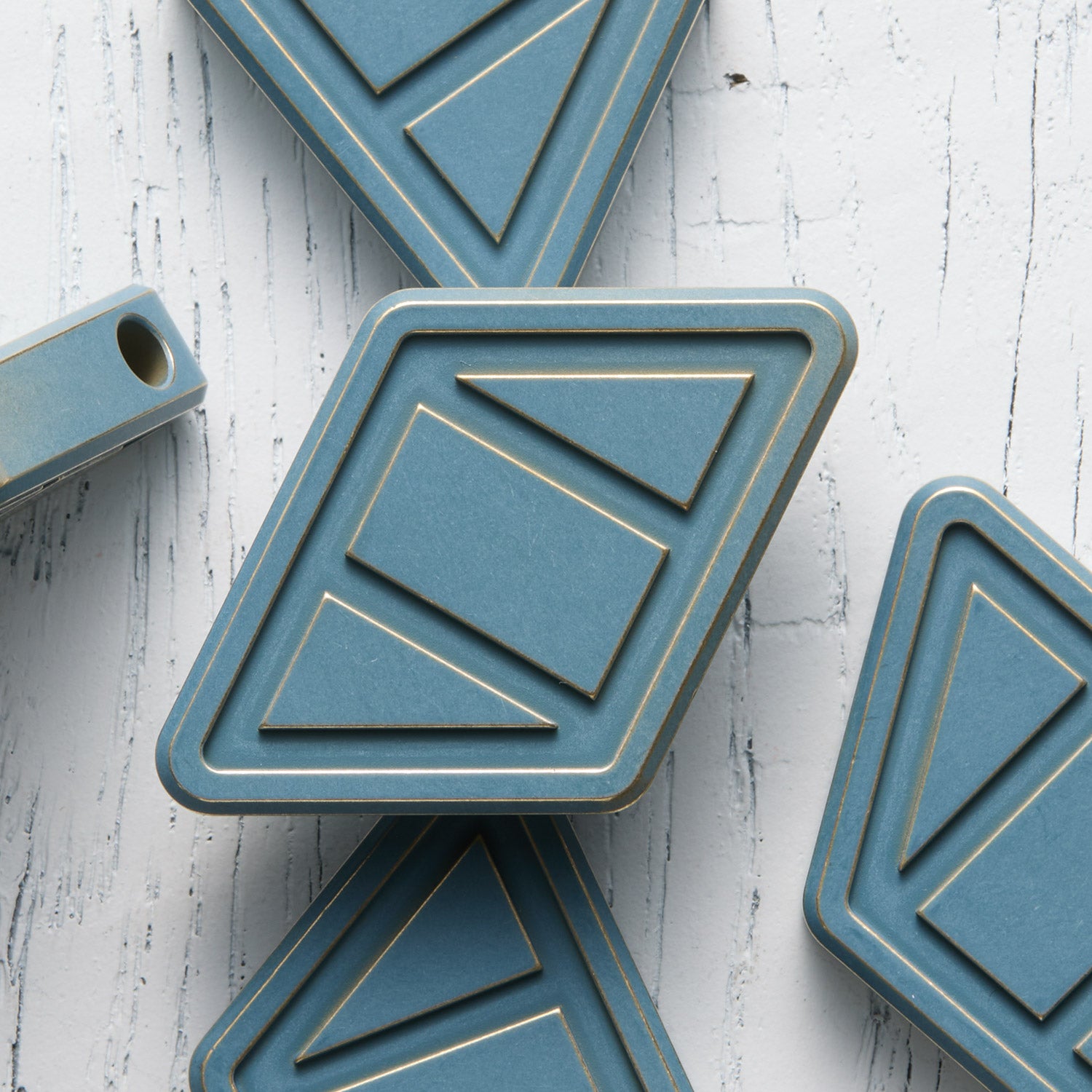 NFG Worry Stone - Brass - Pelham Blue Cerakote - Distressed